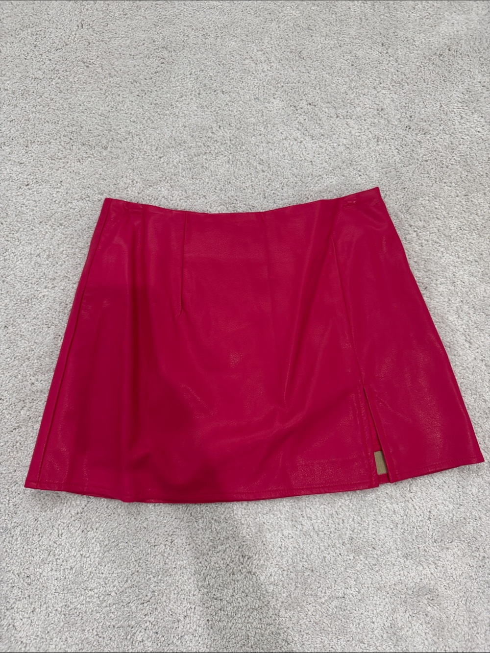 Fuchsia Faux Leather A-Line Mini Skirt